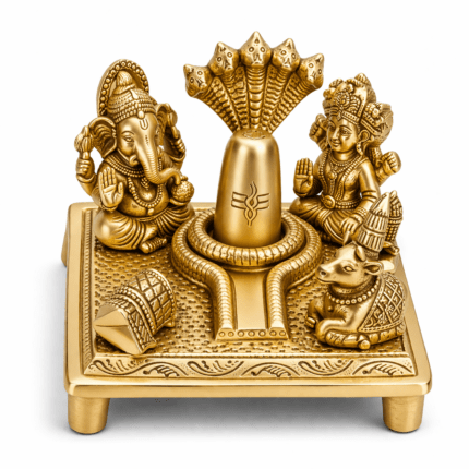 Brass Lord Shiva Family Idol with Shivling