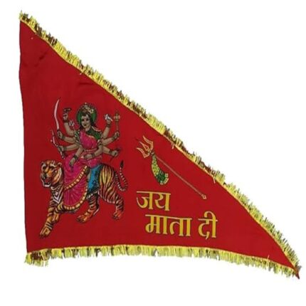 Jai Mata Di Flag 18x24 Inch – Red Polyester Religious Flag for Home & Temple