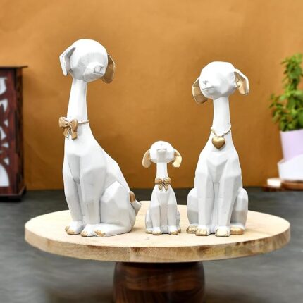 Elegant Dog Family Sculpture – Premium Home Decor Figurine for Living Room or Office Showpiece