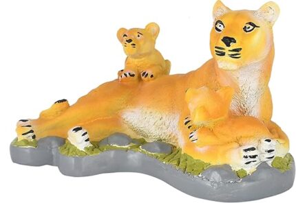 Handcrafted Tiger Family Decorative Showpiece for Living Room | 15 cm Polyresin Multicolor Figurine | Unique Home Decor & Gifting Idea