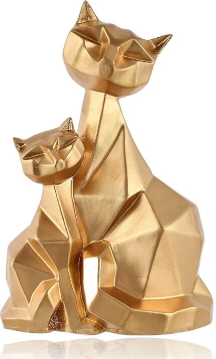 Handcrafted Cat Family Decorative Sculpture - Charming Home Décor Figurine for Living Room, Office, and Gift Ideas
