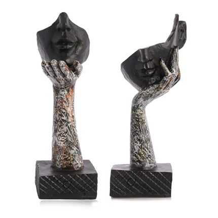 Modern Art Love Face Hand Sculpture – Elegant Decorative Statue for Home & Living Room Décor