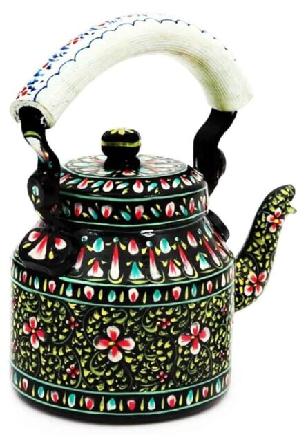 Handpainted Traditional Aluminium Colourfull Decorative Tea Kettle(8.5  8.25  5.5 Inches