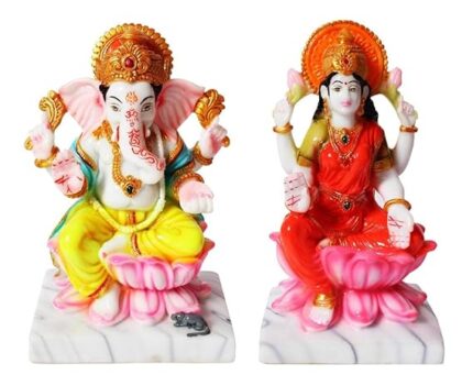 Handcrafted Elegant Lord Ganesha & Lakshmi Ji Showpiece – 7x5x3 Inches Decorative Idol for Home & Office