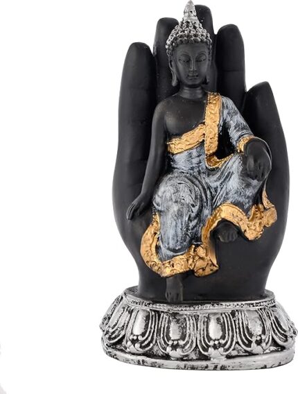 Handcrafted Sitting Buddha on Palm Decorative Showpiece Figurine