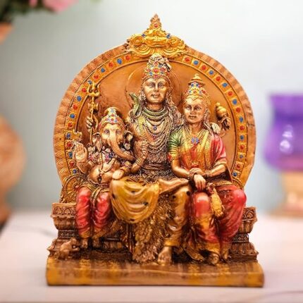 Handcrafted Shiva Pariwar Decorative Figurine - Home Temple Showpiece for Spiritual Home Decor