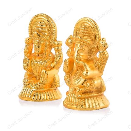 Metal Lakshmi Ganesha Idol & Figurine for Home Décor – Decorative Showpiece for Living Room, Temple Use & Gift