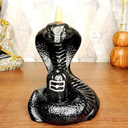 Handcrafted Snake Shiva Backflow Incense Holder with 10 Cones - Spiritual Smoke Figurine for Meditation & Home Décor