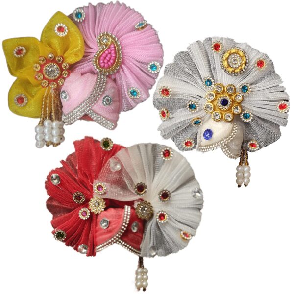 Ladoo Gopal Mukut – Handcrafted Crown for Bal Gopal Idol pack of 3