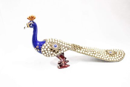 Metal Peacock Showpiece with Stone Work | Home & Office Decorative Figurine