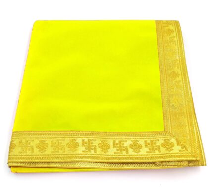 Sacred Yellow Pooja Chunri | Puja Aasan | Temple Altar Cloth (1.25 meter)