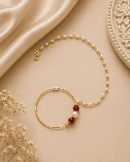 RAJPUTI MOTI NATH WITH MAROON AND WHITE PEARLS