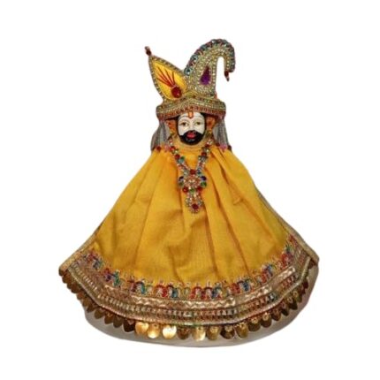 Handcrafted Khatu Shyam, Shyam Baba Vastra/Poshak/Dress, Made of Silk Cloth. Red (Yellow, 4 Inches)