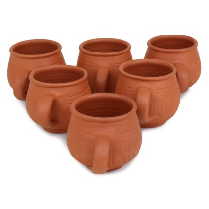 Handcrafted Mitti Clay Tea Cups Set | 100% Natural Earthen Kulhad Chai ke Cups | Handmade, Eco-Friendly & Non-Toxic |Unglazed Traditional Indian Clay Serveware | Set of 6 (Brown, 120 ml Each)