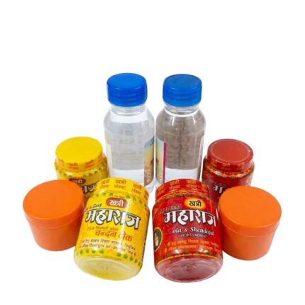 Sindoor Roli Chandan and Gangajal Combo Kit for Pooja - Pure Red Kumkum Powder, Yellow Chandan Tika, Holy Ganga Jal Water & Ashtagandha Paste for Daily Puja, Hawan, Festivals & Wedding (Pack of 8)