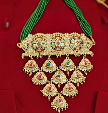 MULTICOLOR RAJPUTI AAD WITH GREEN AND PINK PL STONES