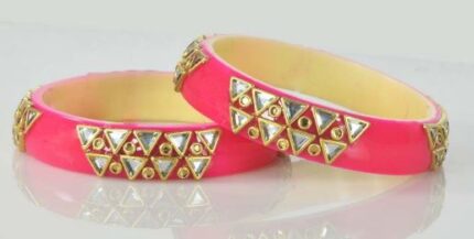 PINK STUNNING KUNDAN RAJPUTI BANGLES