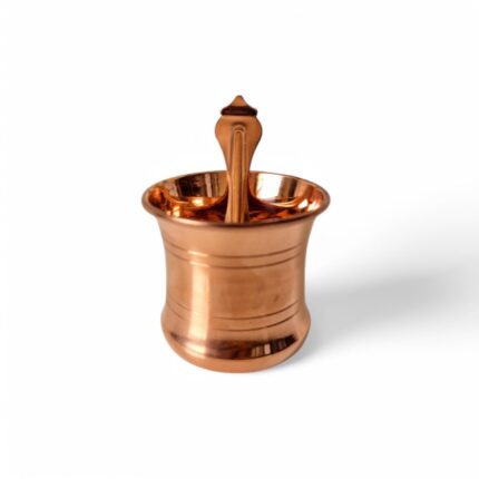 Copper Panchpatra Set with Snake Head Design Spoon(Udarini) | Pooja Accessory for Home or Office Temple | Pooja Glass and Spoon for Charnamrit | Height : 2.5 Inch | Weight : 60 Grams (Copper)