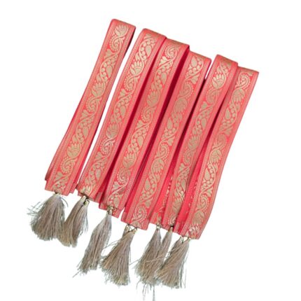 Art Silk Baarat Swagat Mala Set of 2 | (30 * 1inch) Wedding Garland Welcome Patta for Guests | Orange Banarasi Swagat Haar Patka | Traditional Indian Wedding Entry Accessories