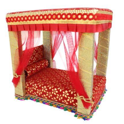 Wallabh Crafts Wooden Bed for Laddu Gopal Ji, Size 6*8*8 inch